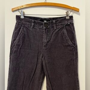 VANS Corduroy Pants Boys 14 27” Waist Casual Straight Leg Flat Front Gray EUC